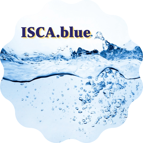 ISCA.blue logo in sticker frame